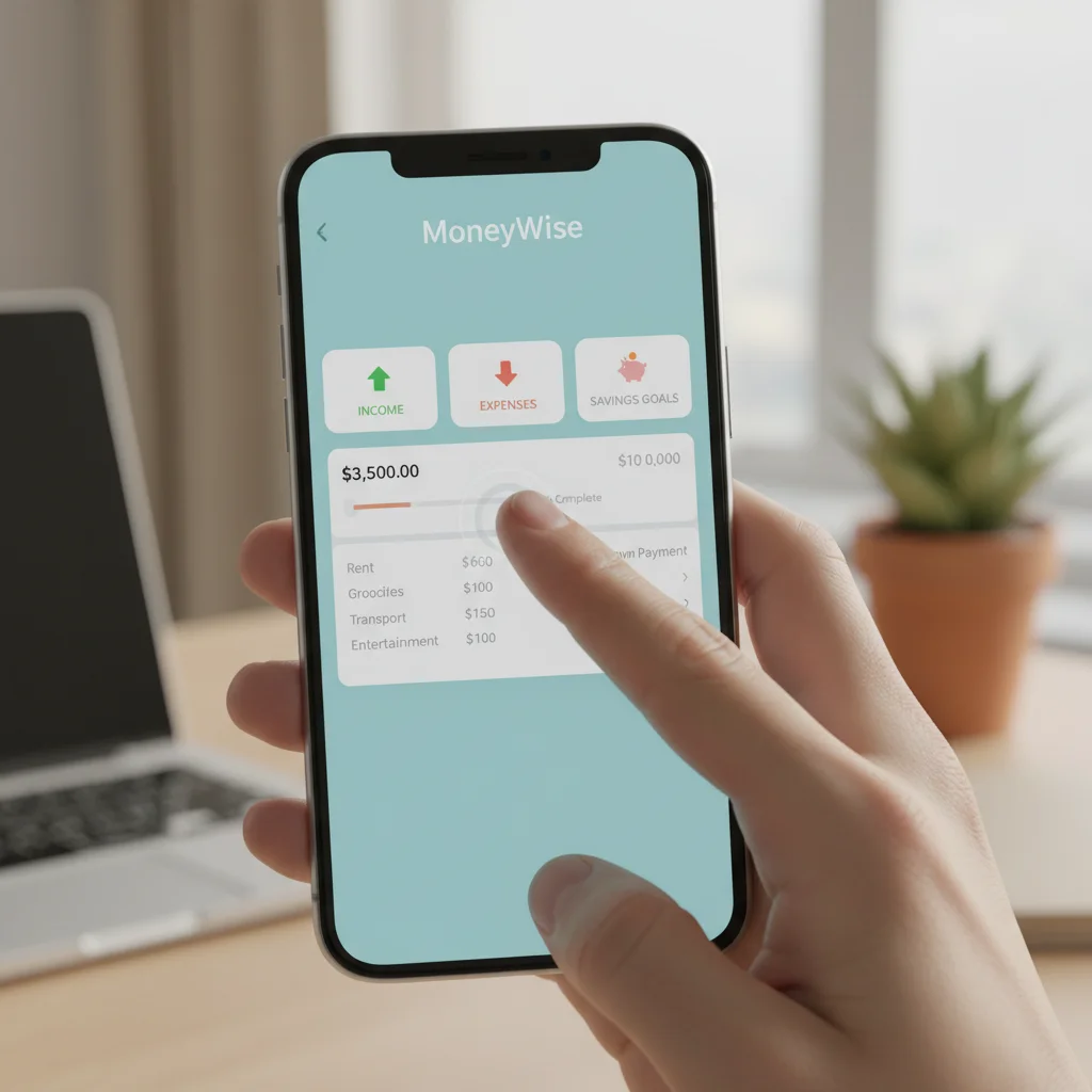 User interacting with a modern budgeting application on a smartphone