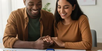 Couple planning future life events including wedding, home, and baby, symbolizing budgeting for major life events.