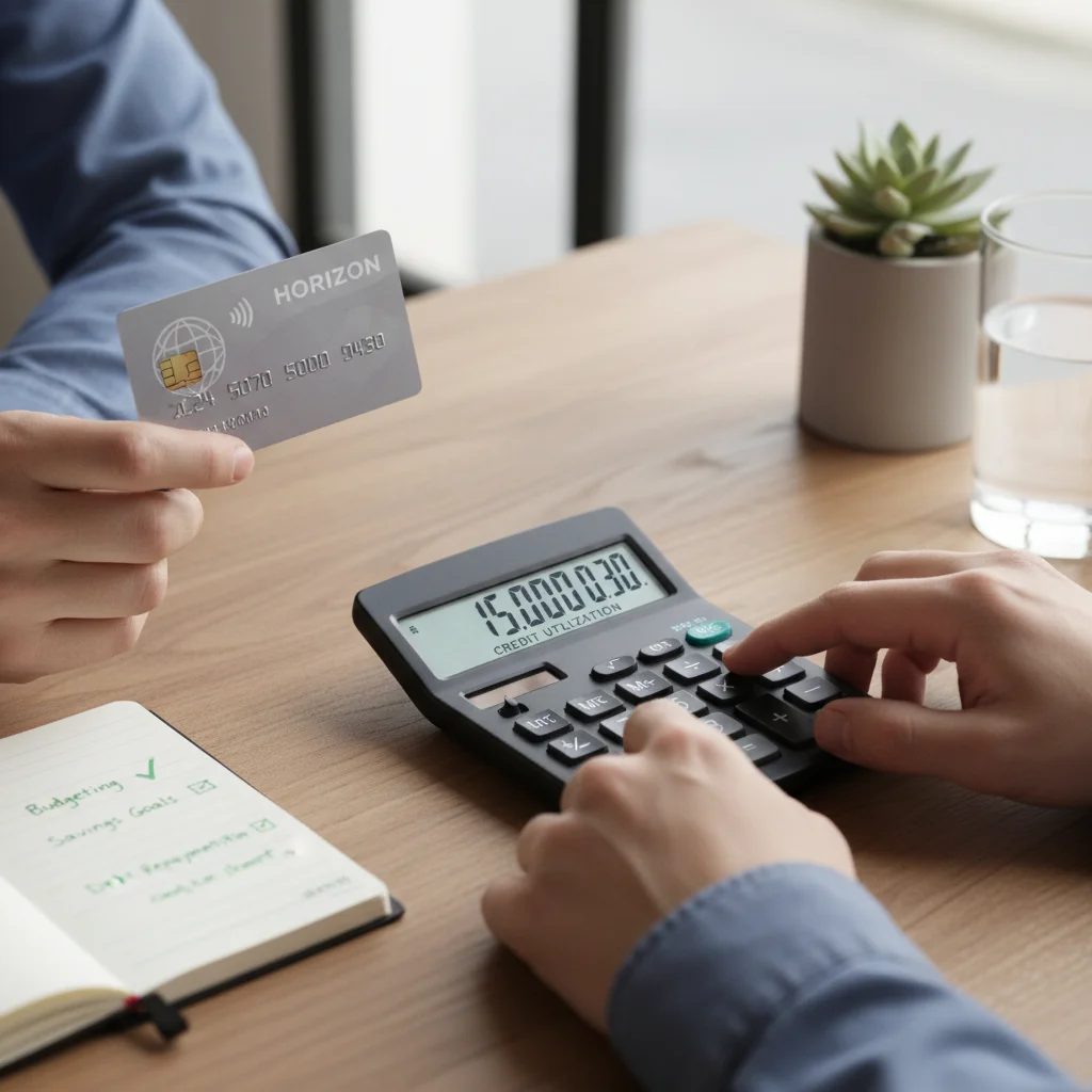 Calculating credit utilization with a credit card and calculator