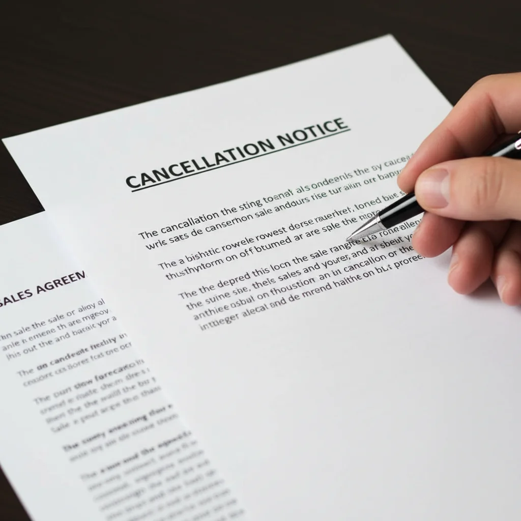 Hand holding a cancellation notice, demonstrating the act of exercising consumer rights