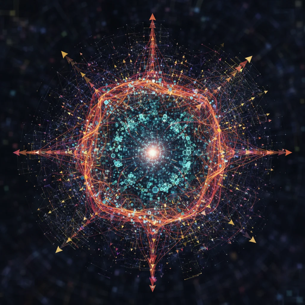 Abstract representation of interconnected data points forming a credit scoring algorithm network.