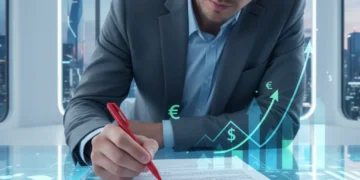 Person reviewing credit report for errors, symbolizing financial vigilance.