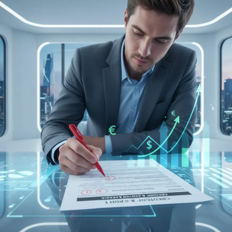 Person reviewing credit report for errors, symbolizing financial vigilance.