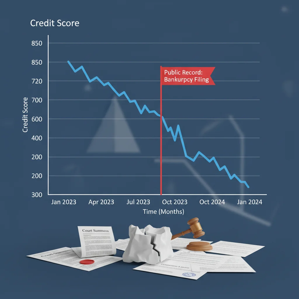 Credit score graph showing impact of public records