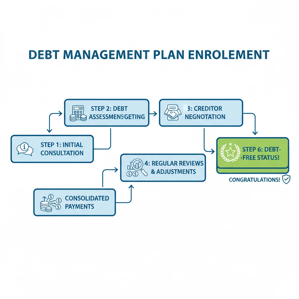 Flowchart detailing the Debt Management Plan process