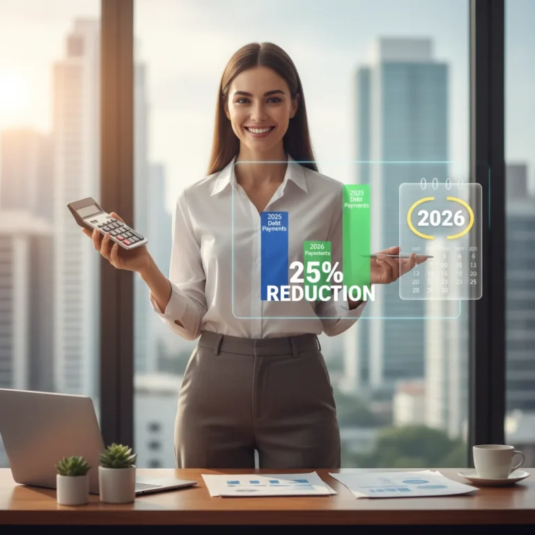 Person successfully managing debt with a 25% payment reduction in 2026
