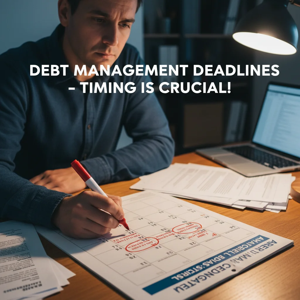Person marking important dates on a calendar for debt validation process