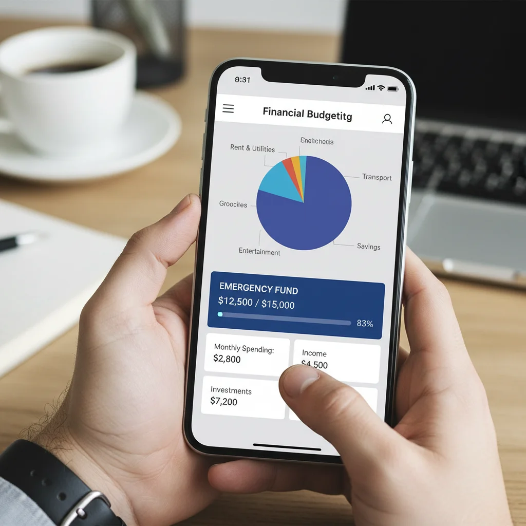Digital budgeting app showing emergency fund allocation