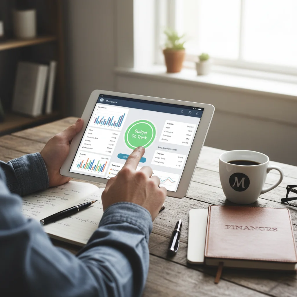 Individual tracking expenses on a budgeting app for retirement savings