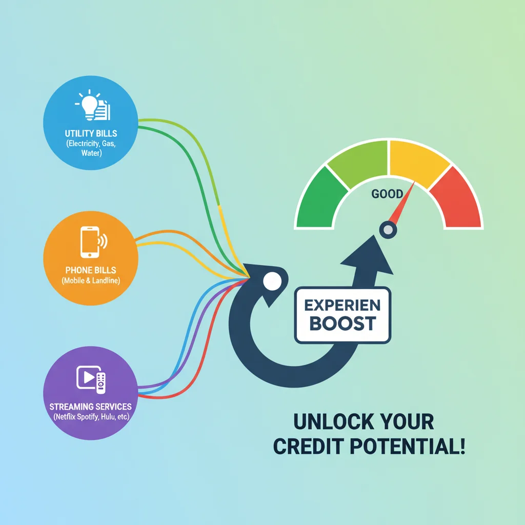 Infographic showing data sources for Experian Boost and credit score impact