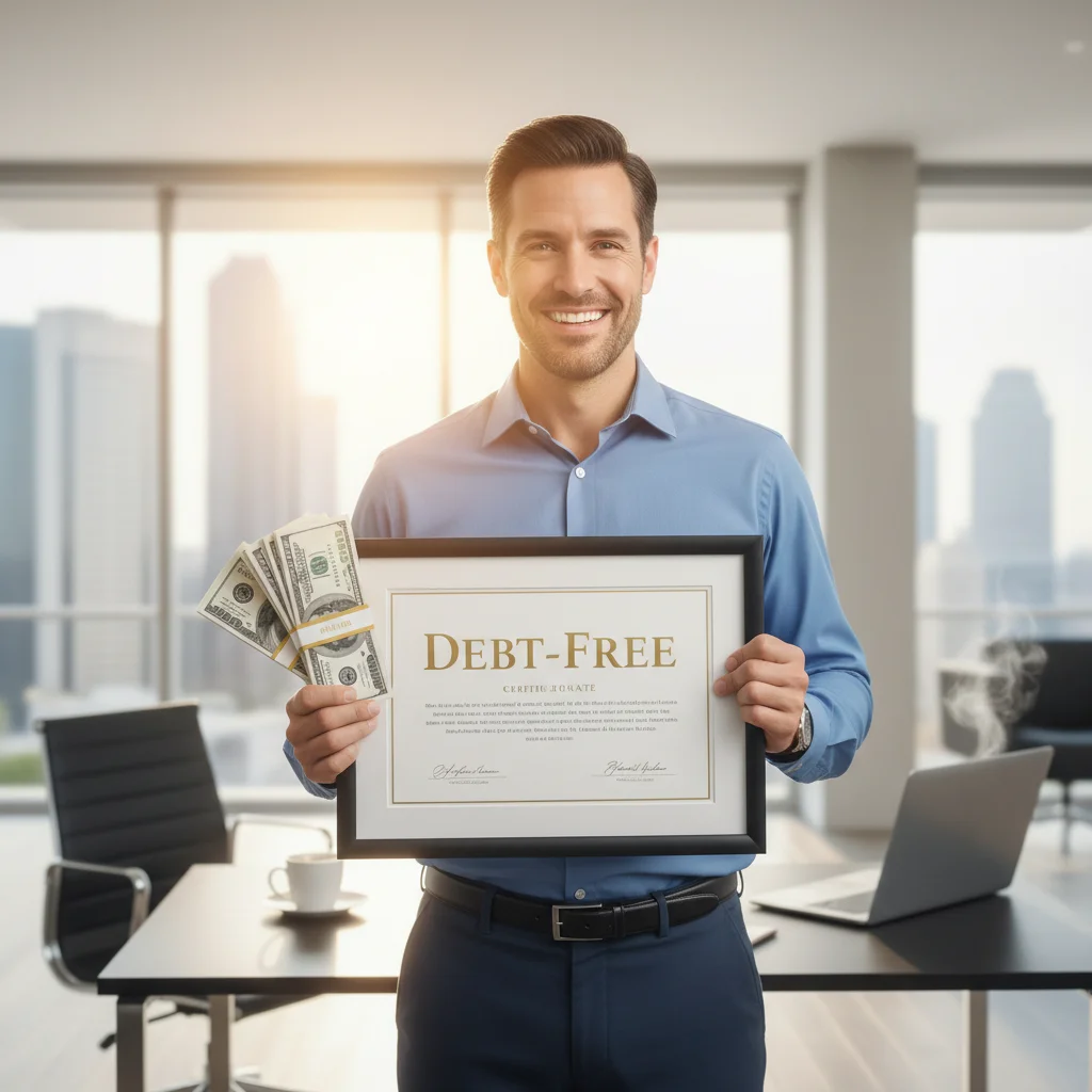 Person achieving financial freedom after debt repayment