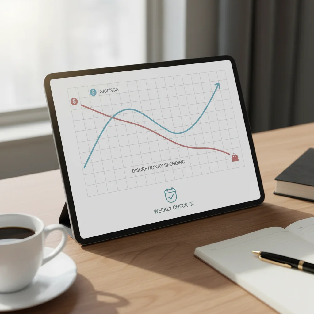 Financial progress graph showing savings increase