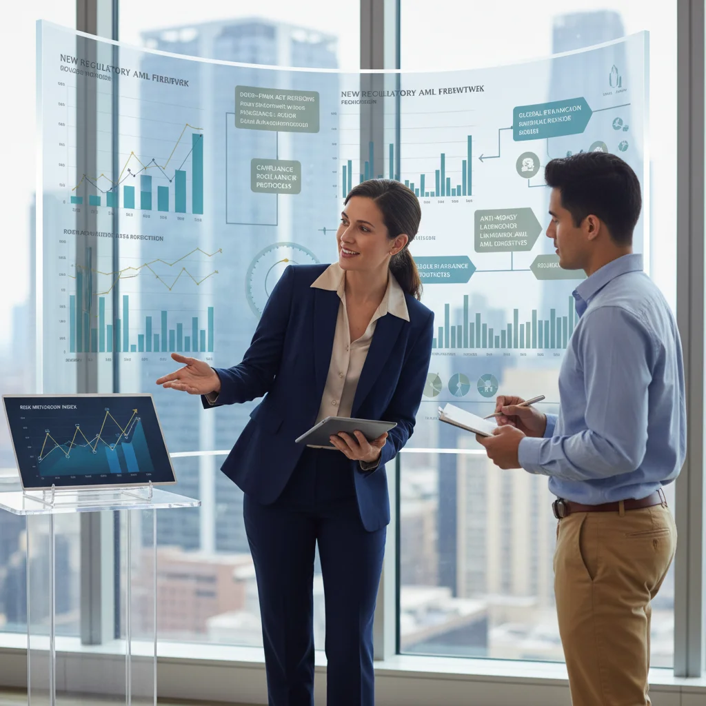 Legal advisor explaining new financial regulations to a client