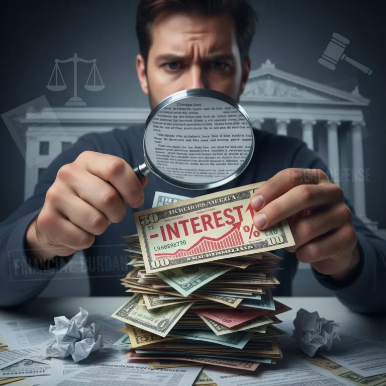 Person struggling with high-interest debt, seeking legal protection