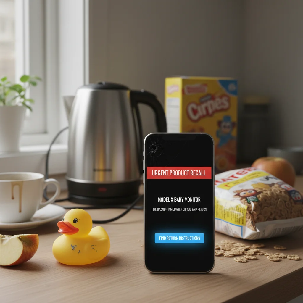 Smartphone showing a product recall notification