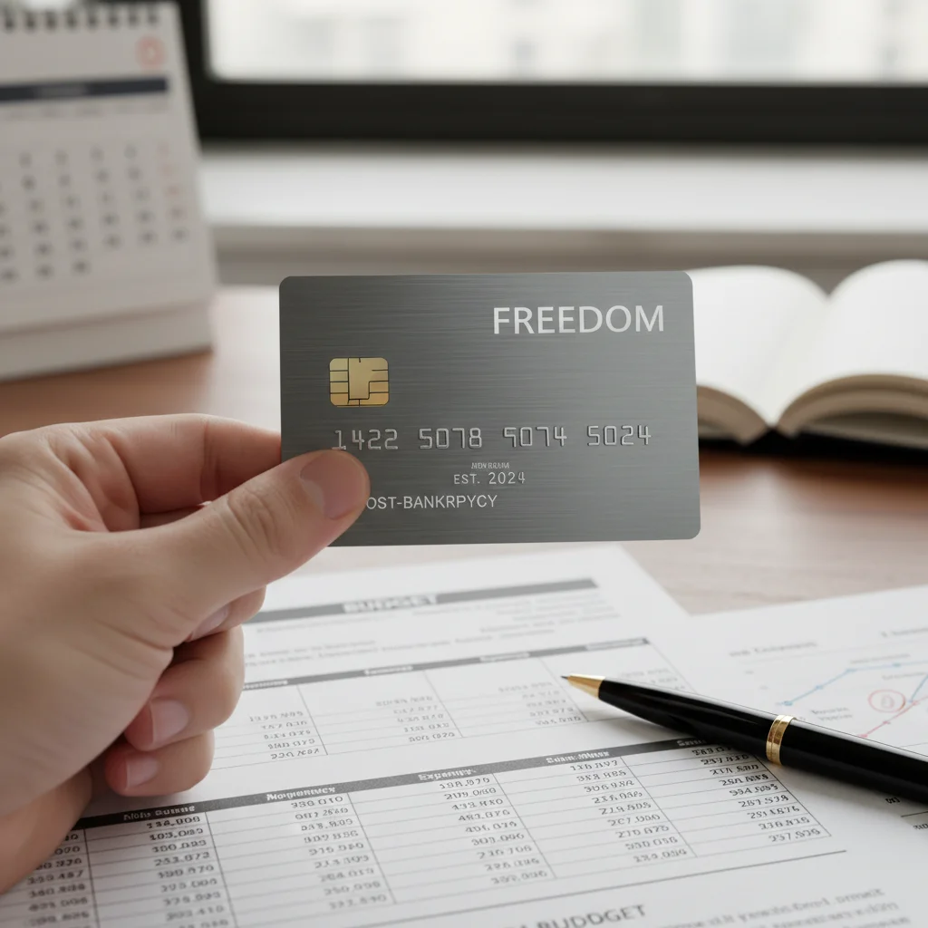 Hand holding a credit card responsibly after bankruptcy