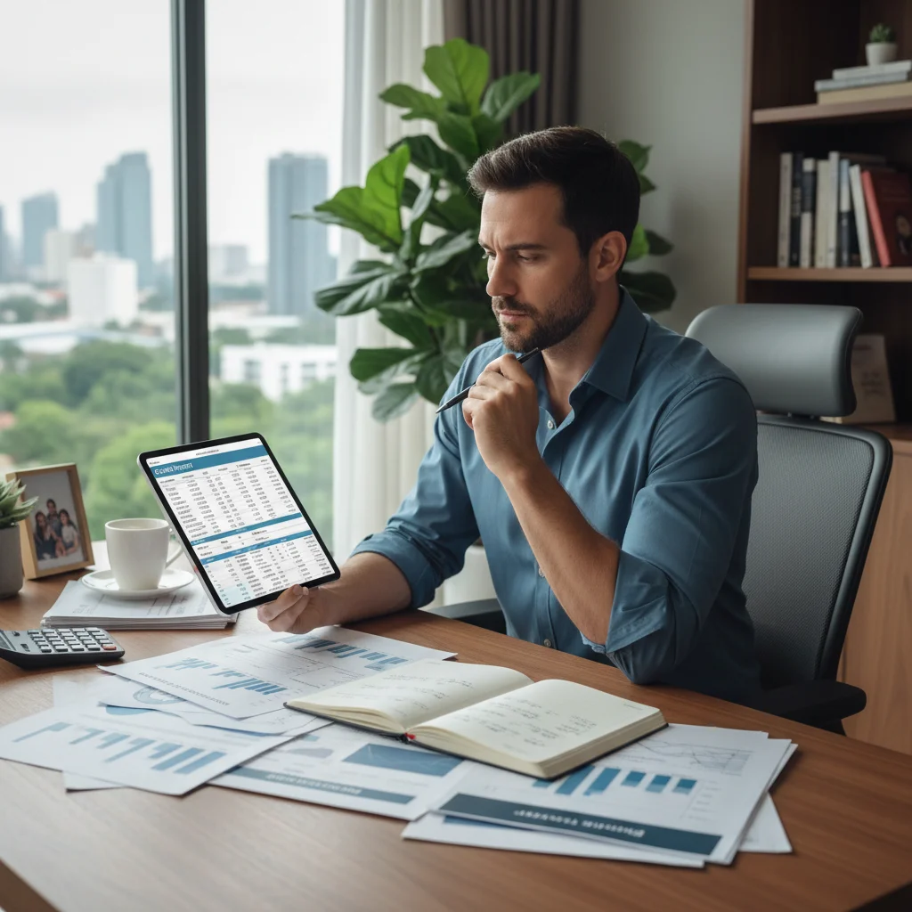 Individual reviewing credit report and financial options