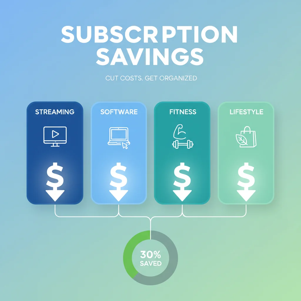Infographic showing various subscription categories and potential cost savings.
