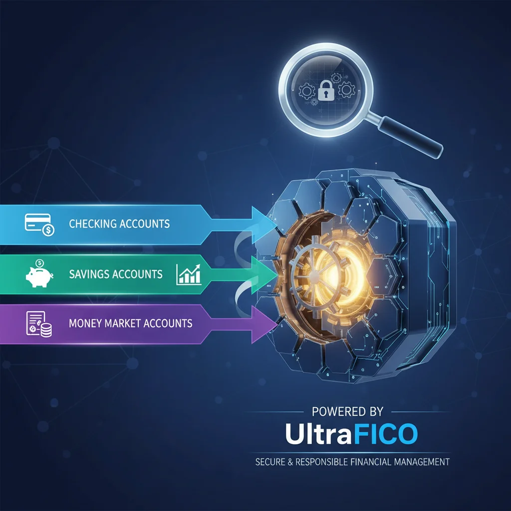 Diagram representing UltraFICO's use of banking data for credit scoring
