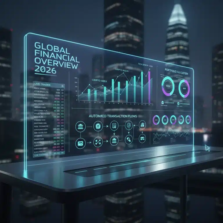 Digital dashboard showing automated financial flows for 2026 budget