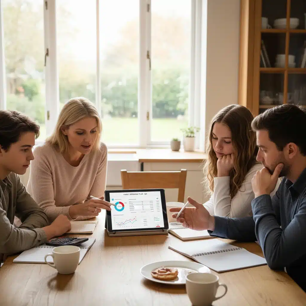 Family reviewing household budget for cost of living adjustments