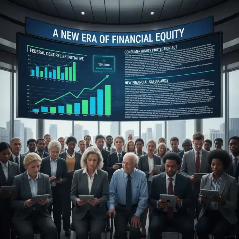 Illustration of new federal debt protection laws empowering consumers in 2026.