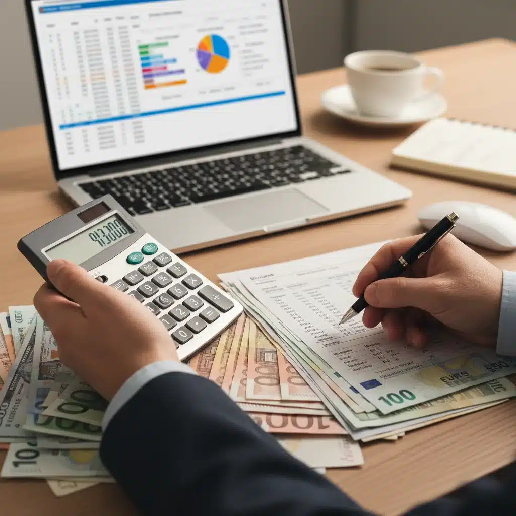 Person meticulously analyzing bills and financial statements for debt management