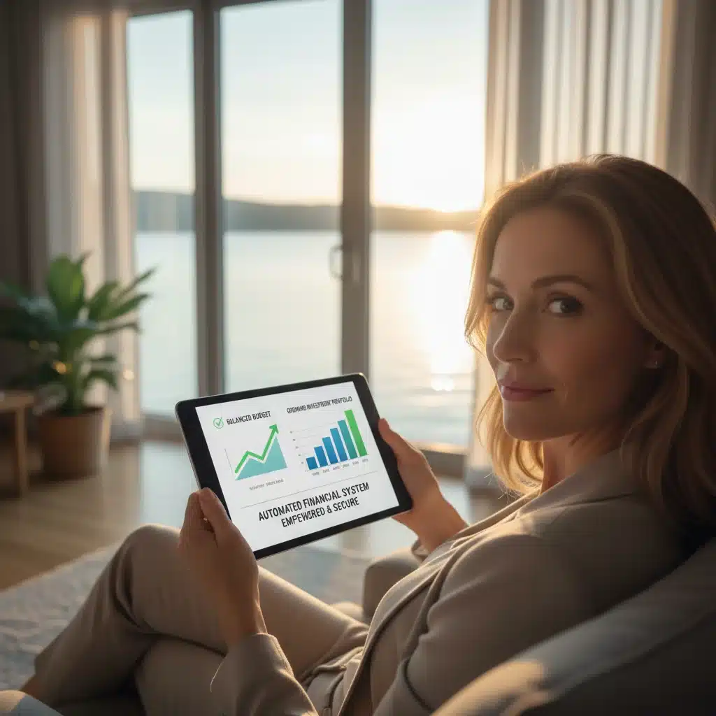 Person achieving financial peace with automated budget and investments