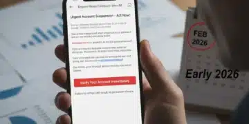 Person looking concerned at a phishing email on a smartphone, representing financial scam prevention.