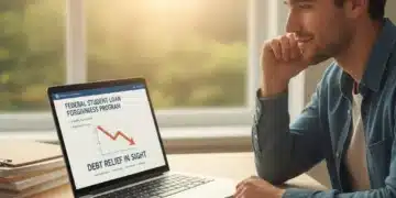 Student researching loan forgiveness options on a laptop