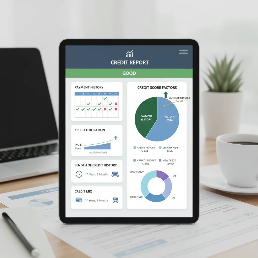 Detailed view of a credit report showing different factors influencing a credit score.