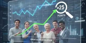 People observing a credit score increase on a digital graph, representing the authorized user strategy's impact.