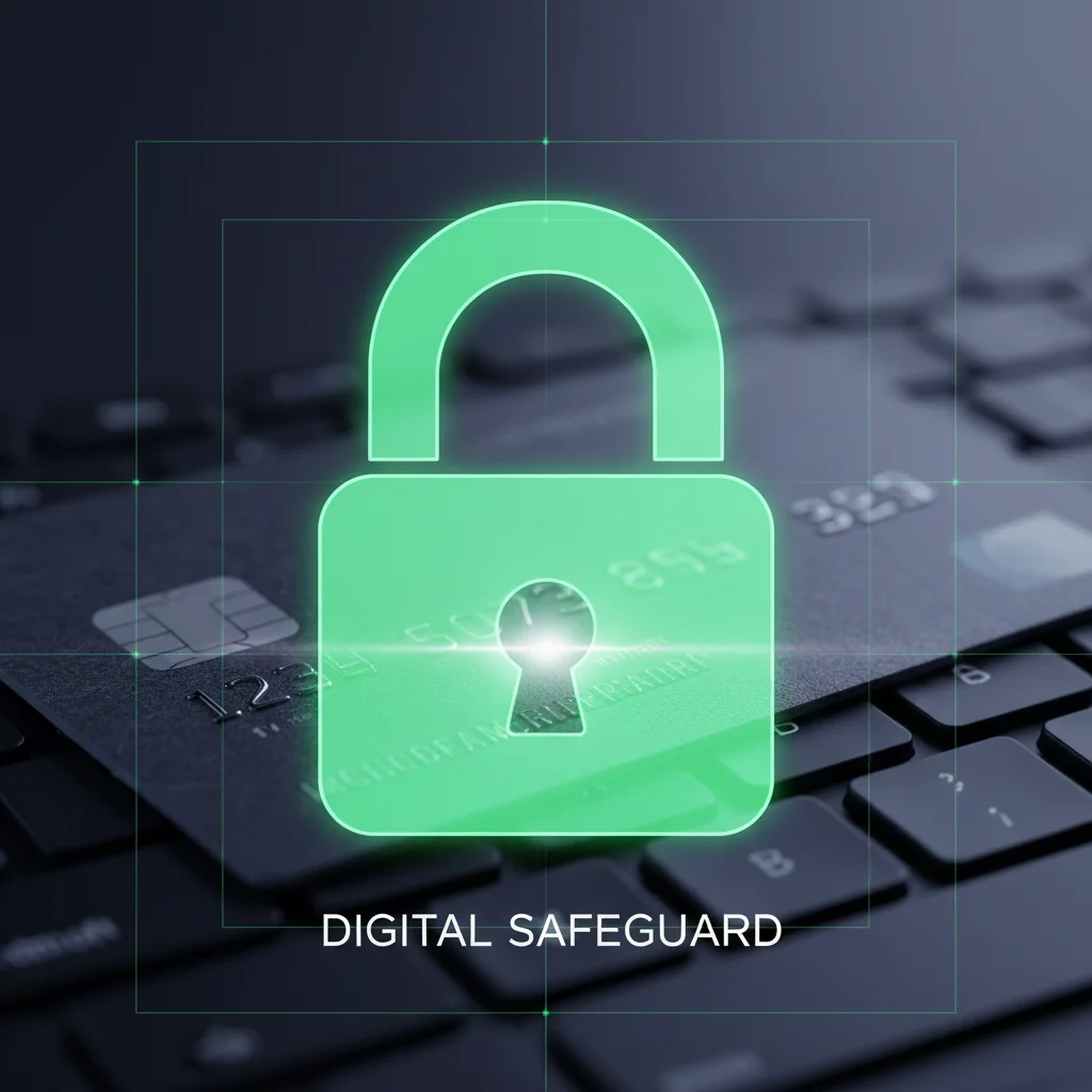 Digital lock icon representing data security and online protection.