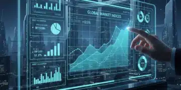 Futuristic financial dashboard showing advanced budgeting tools and data visualization
