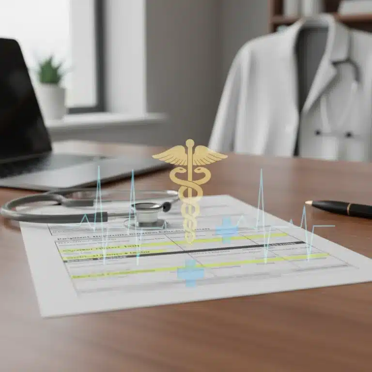 Credit report document with medical symbols, symbolizing new debt reporting rules