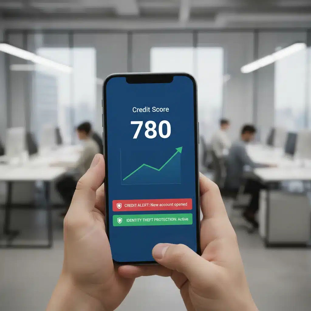 Real-time credit score updates and alert notifications on a mobile device