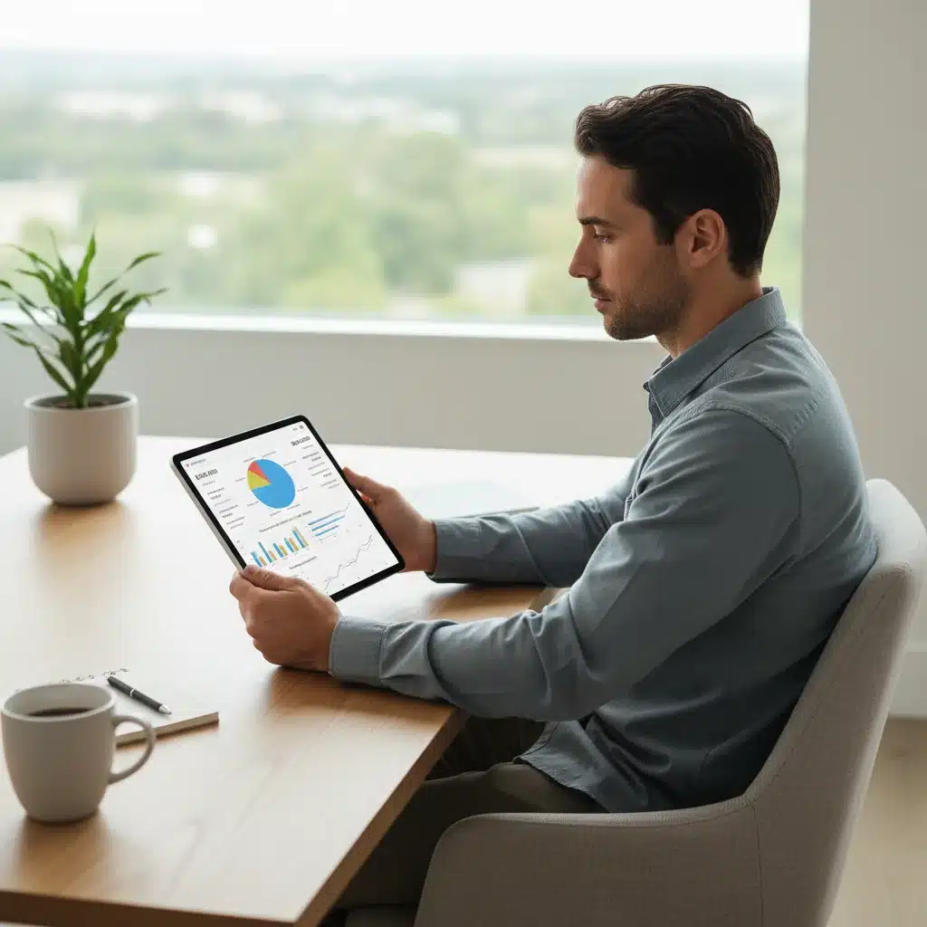 Individual reviewing detailed financial breakdown on a tablet for budget planning