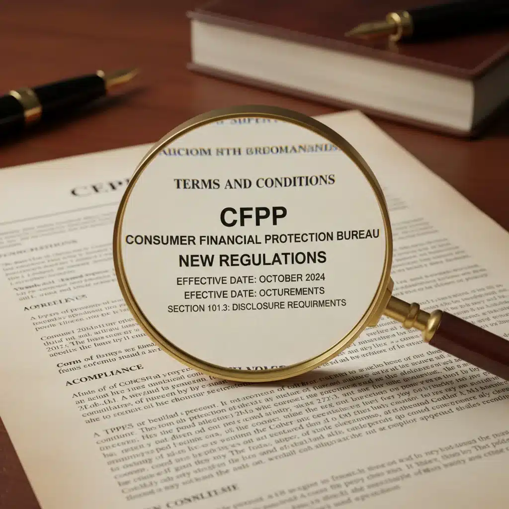 Magnifying glass over legal document, understanding CFPB rules
