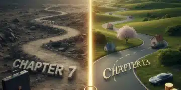 Navigating Chapter 7 vs. Chapter 13 bankruptcy options in 2026, illustrating two different financial recovery paths.