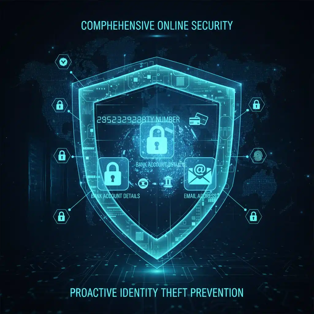 Digital shield protecting personal data from cyber threats.