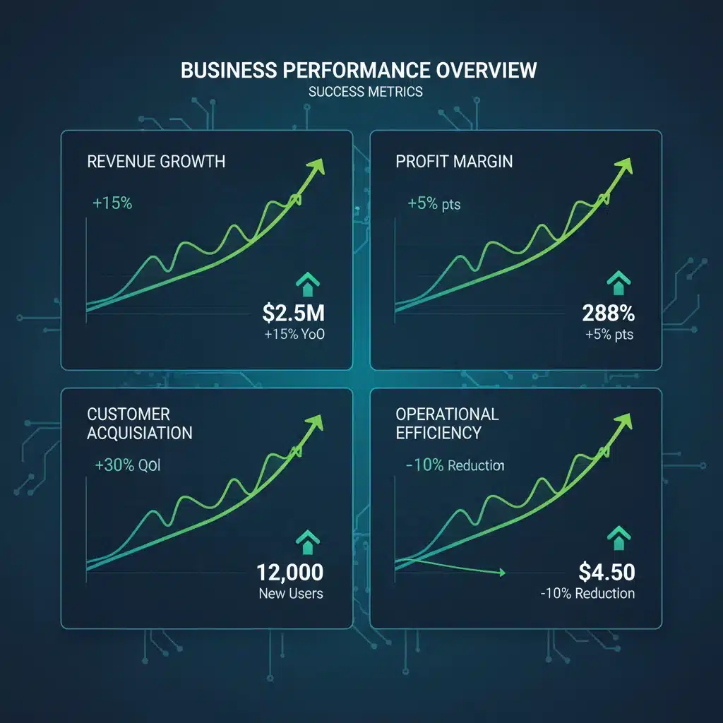 Infographic showing four key financial performance metrics.